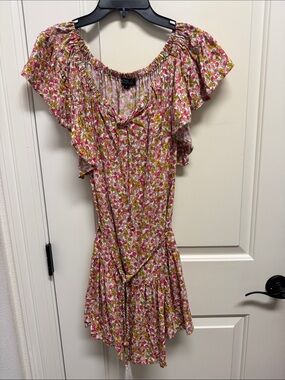 Rachel Zoe Pink and Green Floral Mini Dress